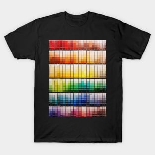 Colorful paint swatches ordered in rainbow order at the hardware store T-Shirt